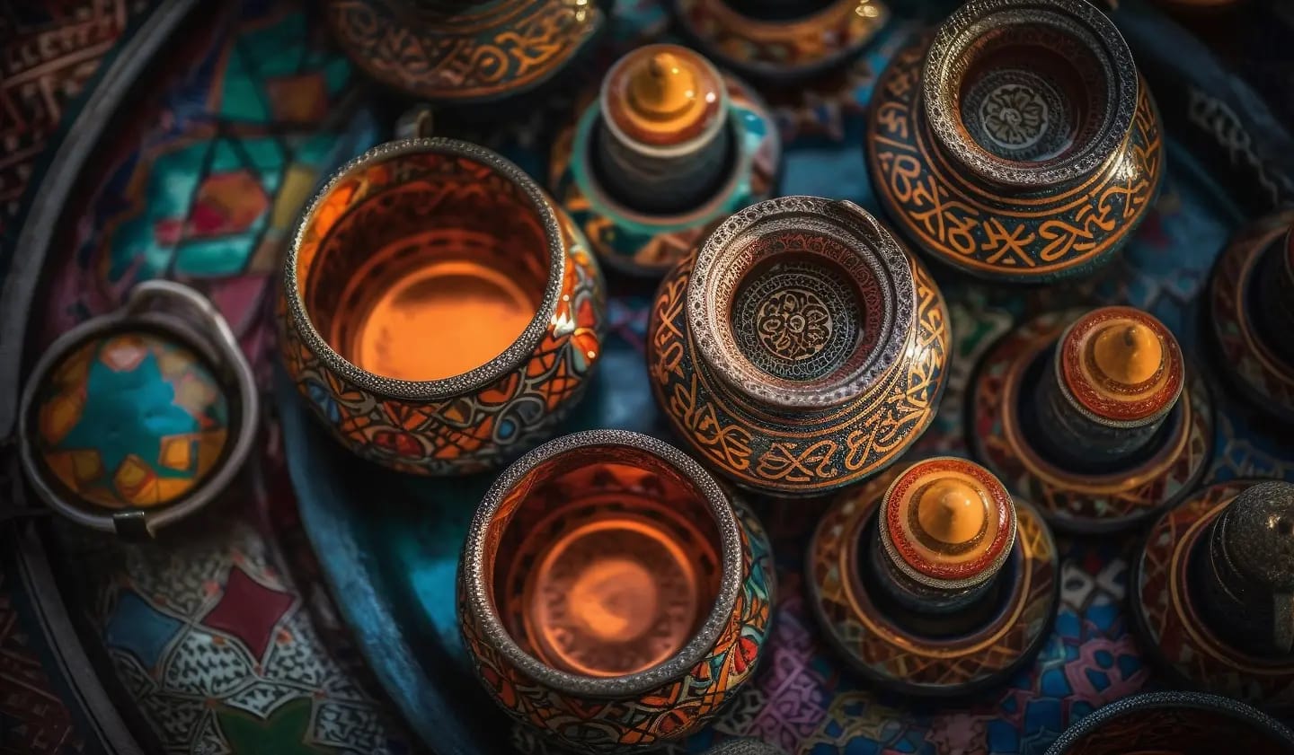 Global marketplace background featuring authentic souvenirs and local crafts from artisans worldwide