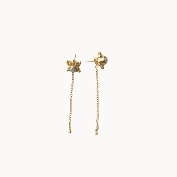 Antique Pearl Studs with Detachable Chain