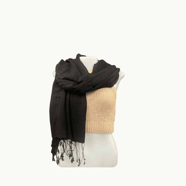 Black Stripped Pattern Pashmina Shawl