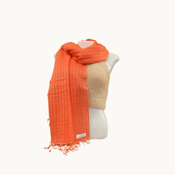 Bright Orange Stripped Pattern Pashmina Shawl