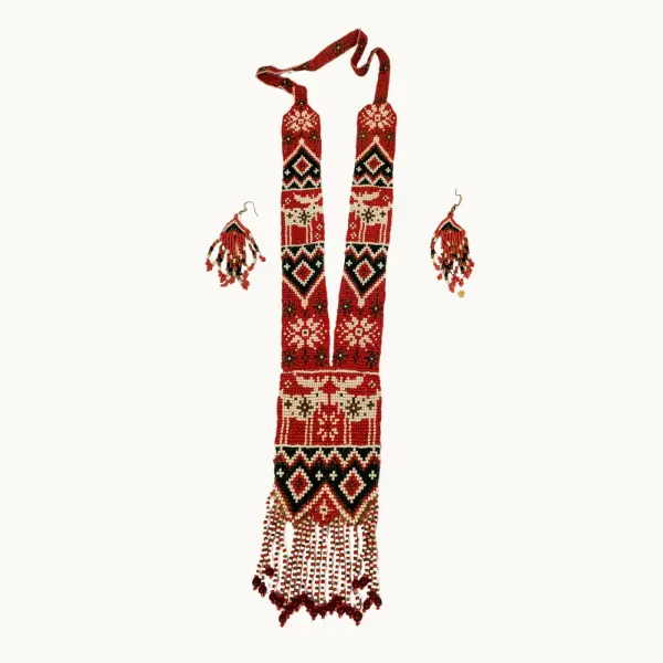 Mithila Art Red & White Jewelry Set