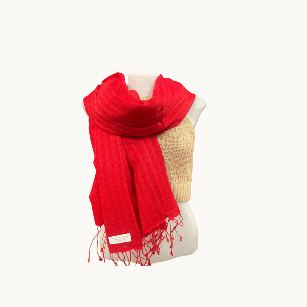 Red Stripped Pattern Pashmina Shawl