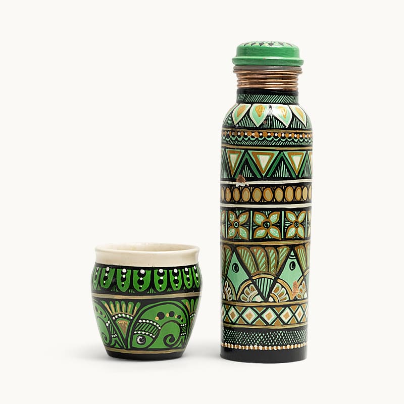 Mithila Art Bottle & Cup Set