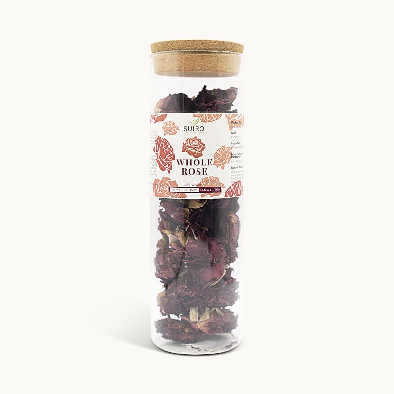 Suiro Teas’ Whole Rose Tea Glass Jar 35 gm