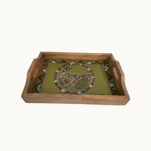 Mithila Art Tea Tray- Green