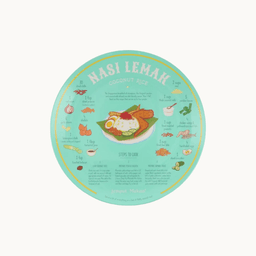 Hand-illustrated Nyonya Laksa recipe plate by NOM β a Peranakan-inspired Singapore souvenir on Avendi